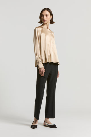 Stretch silk satin blouse