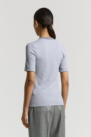 Stretch micro-rib and cotton jersey T-shirt