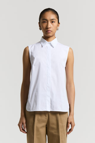 Stretch cotton poplin top