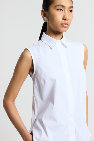 Stretch cotton poplin top