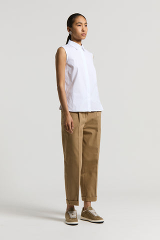 Stretch cotton poplin top