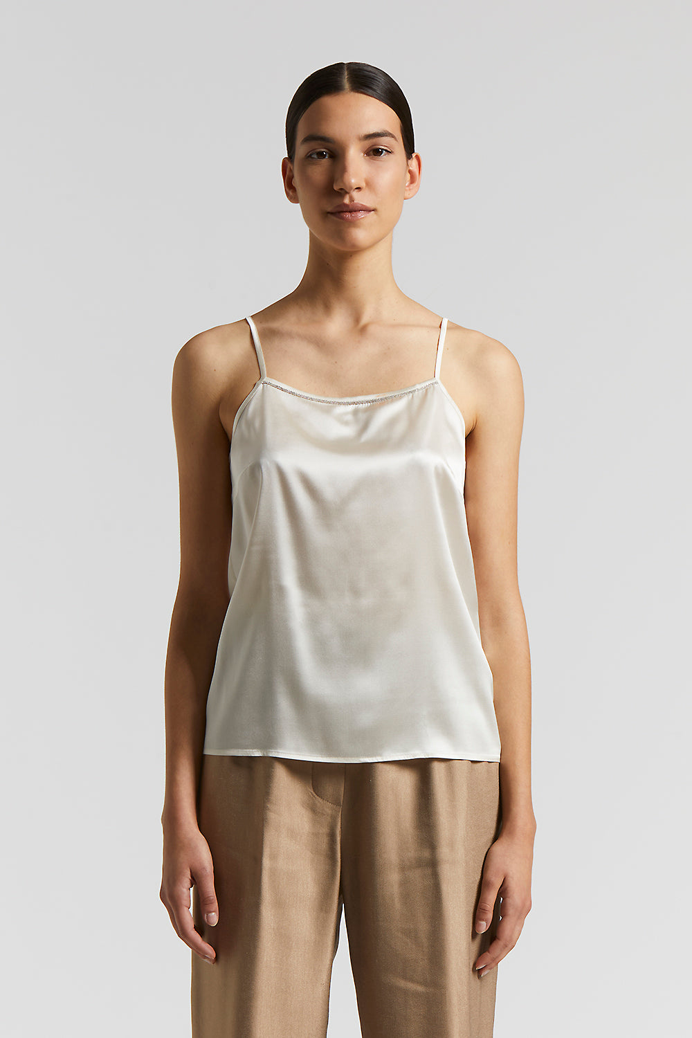 Shiny stretch silk satin top | Peserico US
