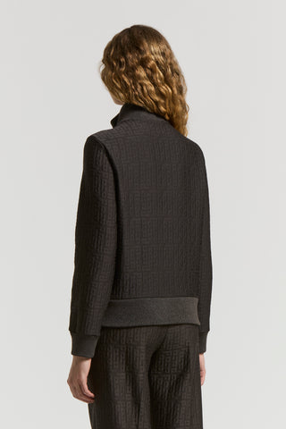 Sweatshirt with high tricot collar and zip