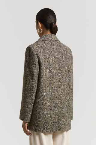 Herringbone wool coat with sequins