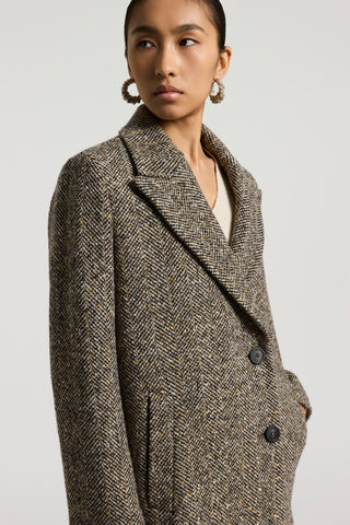 Herringbone wool coat with sequins