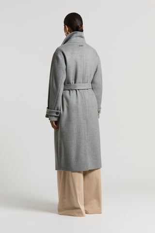 Long double-breasted cashmere wool coat