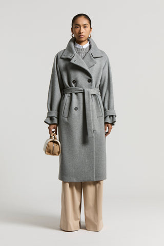 Long double-breasted cashmere wool coat