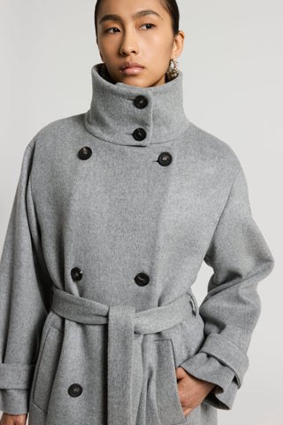 Long double-breasted cashmere wool coat