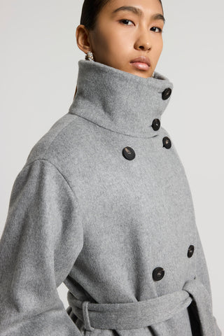 Long double-breasted cashmere wool coat