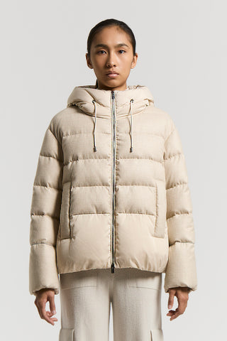 Short down jacket in WR poly viscose flannelette