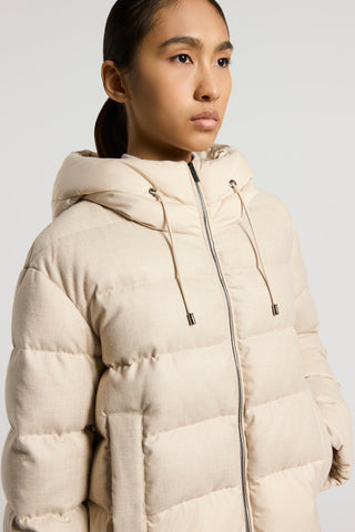 Short down jacket in WR poly viscose flannelette