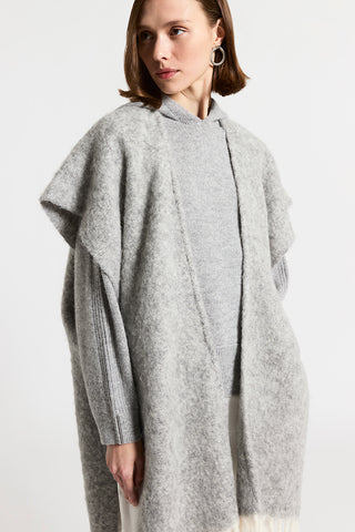 Alpaca, wool and sequinned bouclé cape