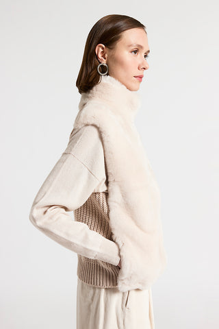 Wool, cashmere and rex lapin fur vest