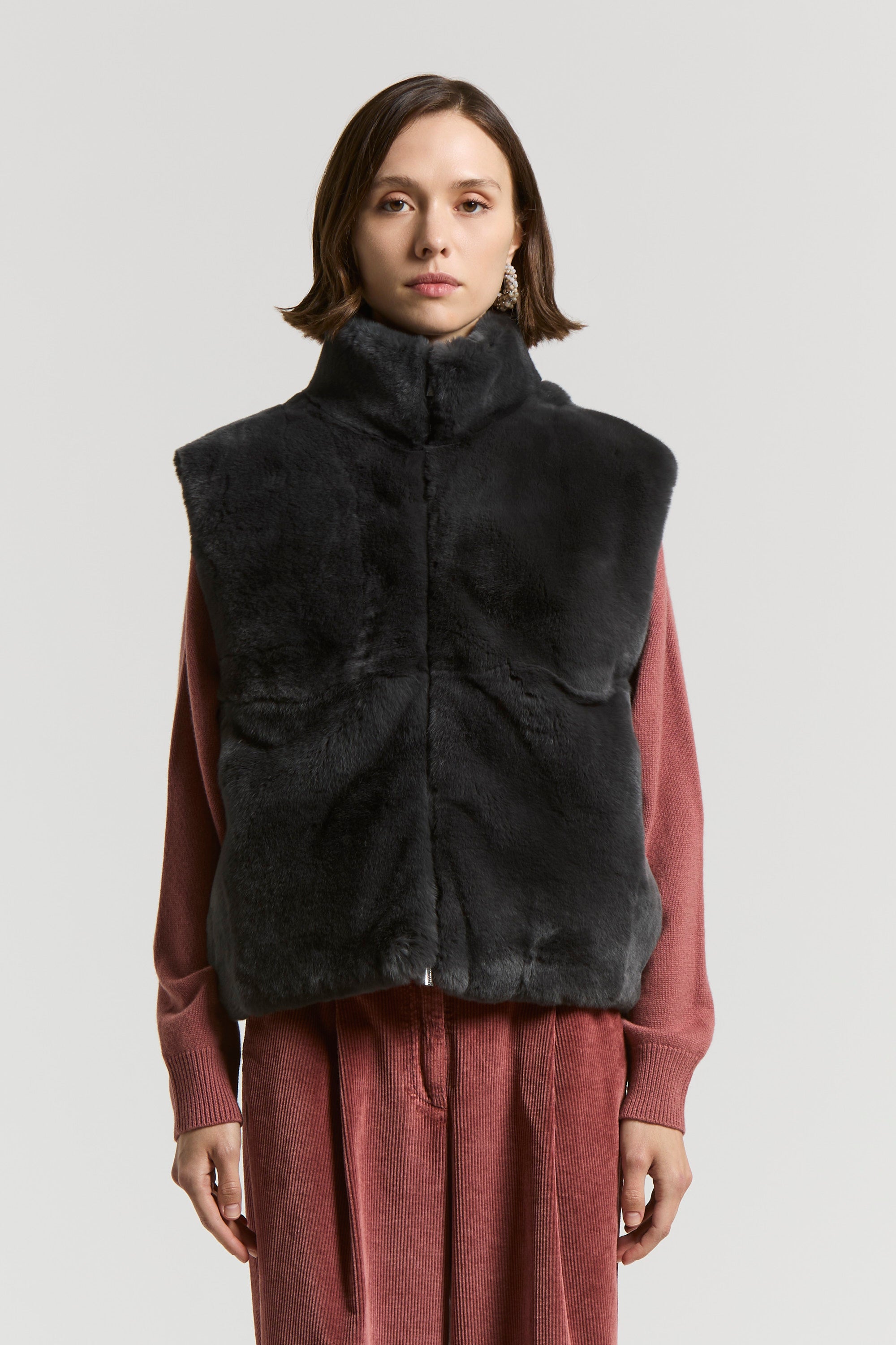 Wool, cashmere and rex lapin fur vest | Peserico US