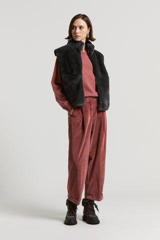 Wool, cashmere and rex lapin fur vest