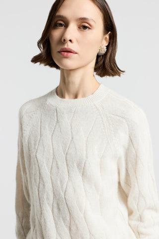 Alpaca cable-knit sweater with sequins