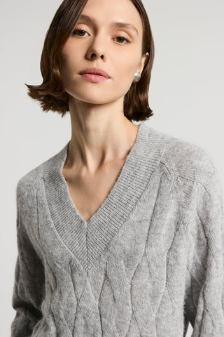 Alpaca V-neck sweater with sequins