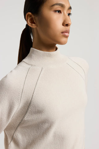 Cashmere, silk and wool mock-polo-neck sweater