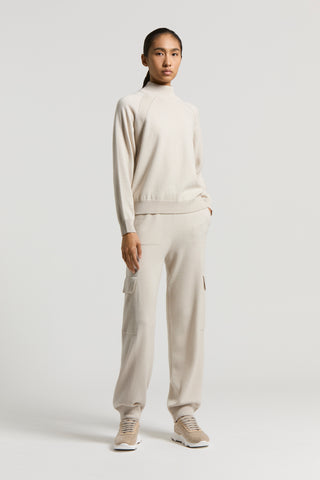 Cashmere, silk and wool mock-polo-neck sweater