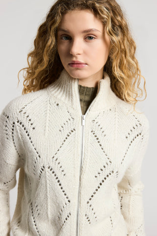 Alpaca-blend cardigan with zip