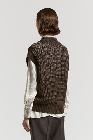 Wet-effect wool and alpaca vest