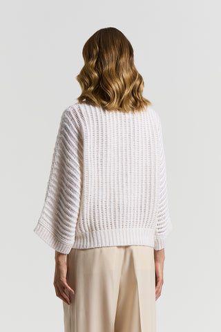 Wet-effect blown wool and alpaca sweater