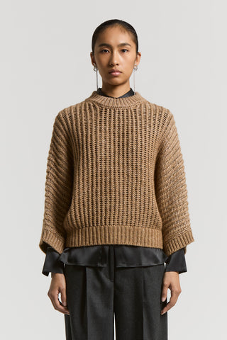 Wet-effect blown wool and alpaca sweater