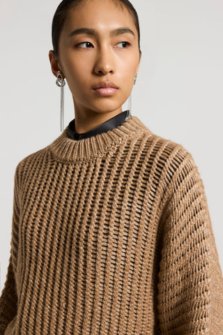 Wet-effect blown wool and alpaca sweater