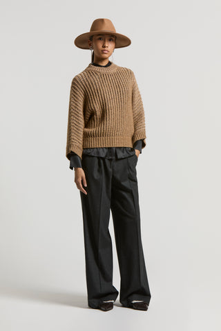 Wet-effect blown wool and alpaca sweater