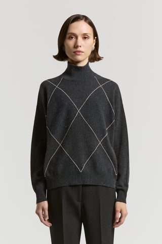 Cashmere, silk and wool sweater with diamond detailing