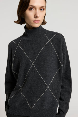 Cashmere, silk and wool sweater with diamond detailing