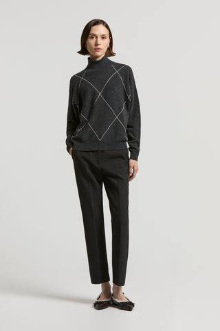 Cashmere, silk and wool sweater with diamond detailing