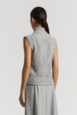 Alpaca-blend knit vest with zip