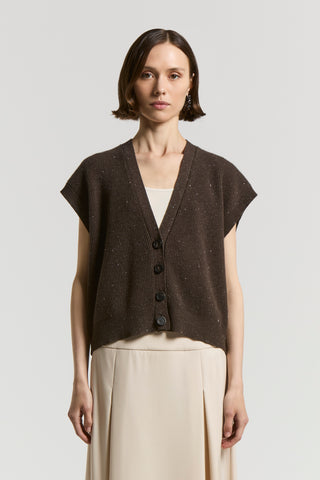 Sleeveless rib-knit cardigan
