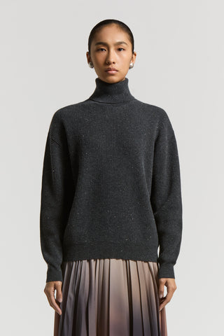 Turtleneck wool, silk and cashmere sweater