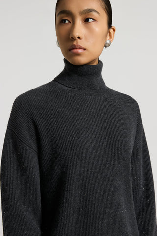 Turtleneck wool, silk and cashmere sweater