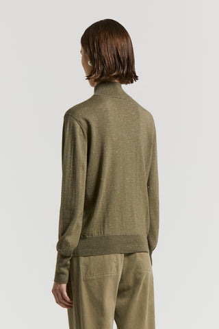 Wool and viscose cardigan with buttons and lurex