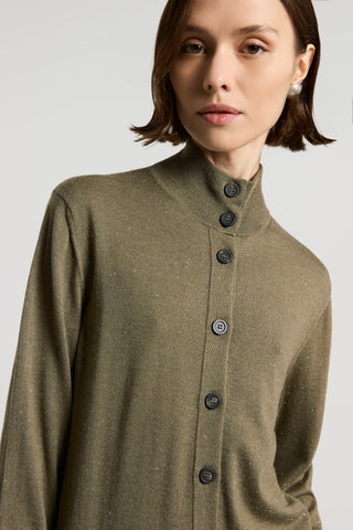 Wool and viscose cardigan with buttons and lurex