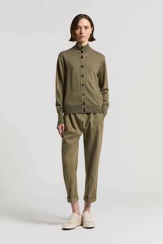 Wool and viscose cardigan with buttons and lurex