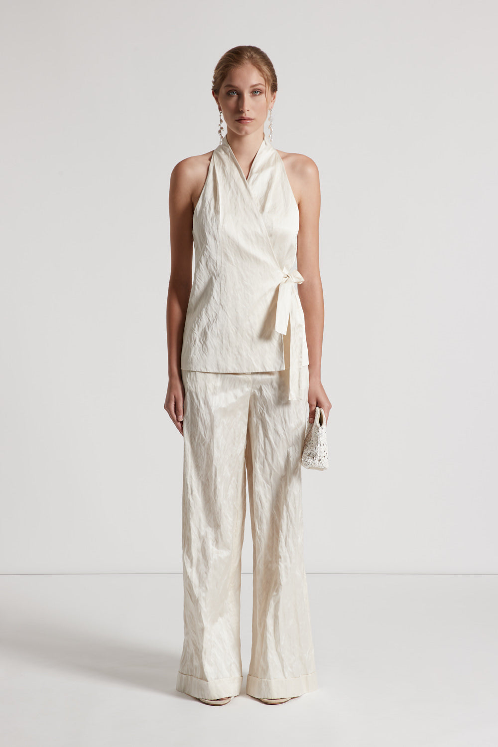 ボトムスその他 Peserico Tailored Linen Gilet With Deep V-Neckline PESERICO Linen Gabardine Vest in Pure White | T. Boutique