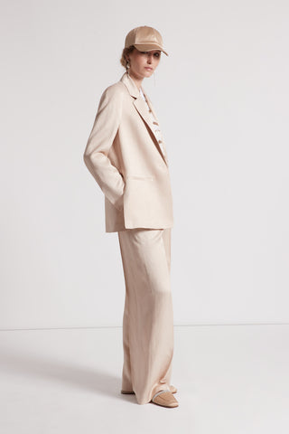 Single-breasted blazer in fluid viscose and linen twill