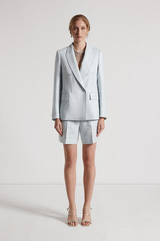 Linen cotton Lurex double-breasted blazer