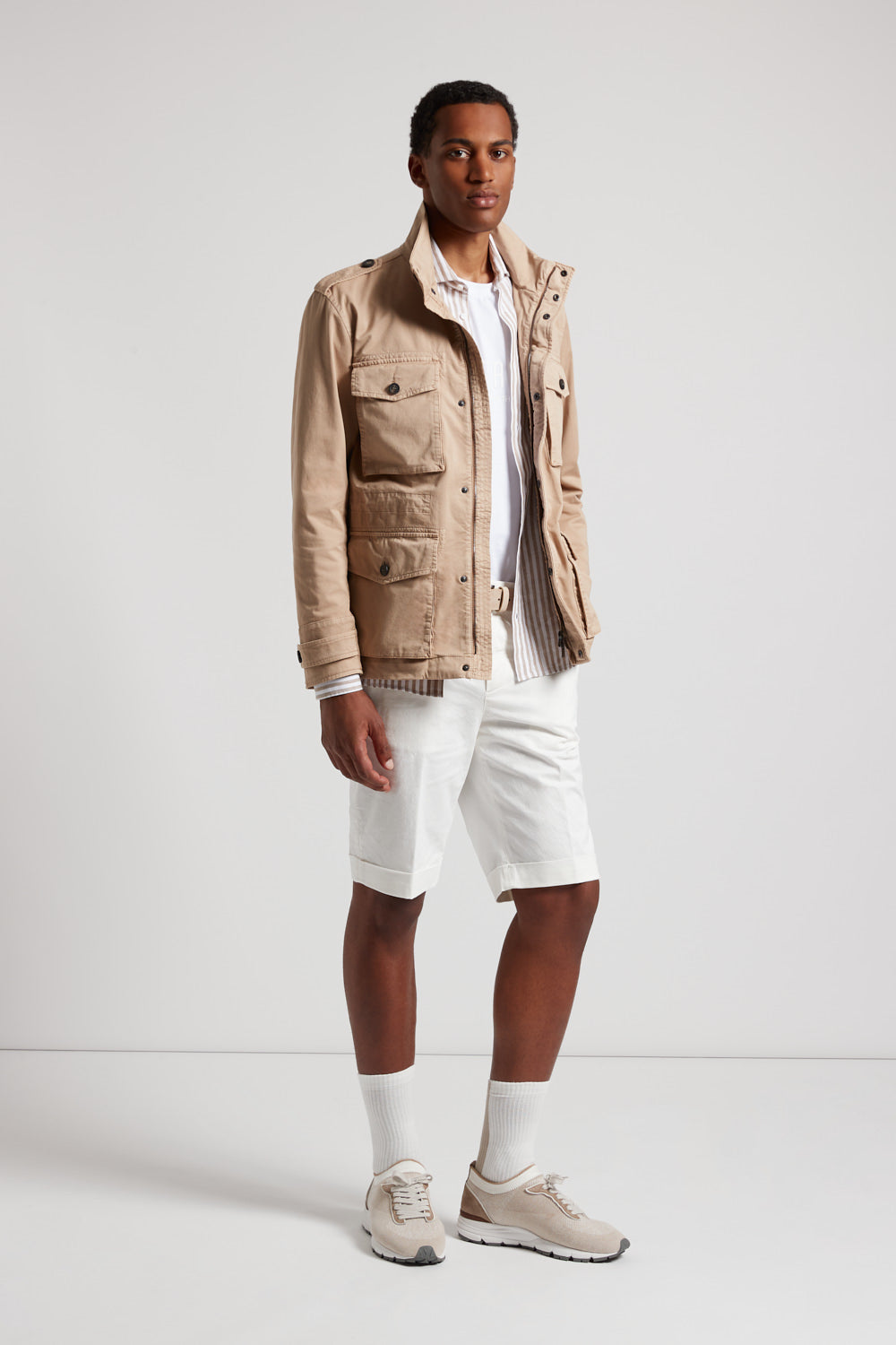 パンツ PESERICO Women Shorts Burmudas P0412401919 075 GREY Pure linen gabardine Bermuda shorts | Peserico US