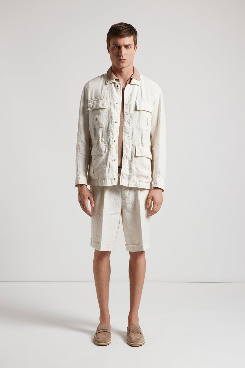 パンツ PESERICO Women Shorts  Burmudas P0453501964 048 Beige Lined organza Bermuda shorts | Peserico US