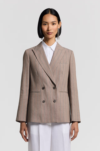 Linen/cotton twill pinstripe blazer