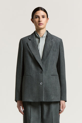 Velvet and lurex single-breasted blazer