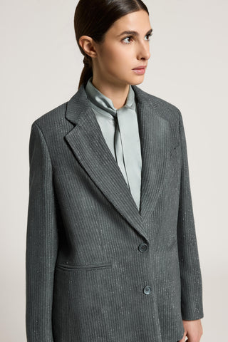 Velvet and lurex single-breasted blazer