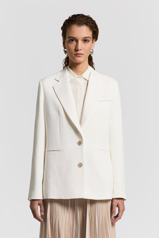 Single-breasted linen and viscose blazer