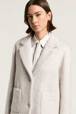 Single-breasted blazer in carded mohair-blend bouclé