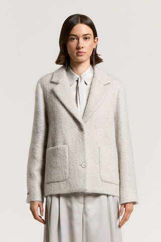 Single-breasted blazer in carded mohair-blend bouclé